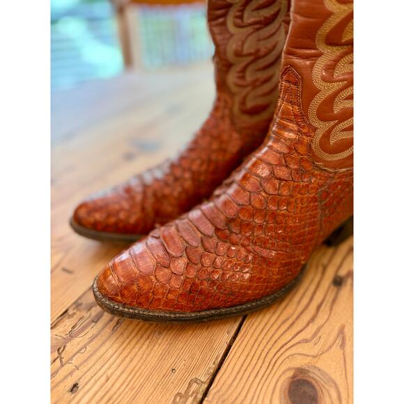 Vtg Tony Lama Exotic Python Black Label 8113 Western Cowboy Boots Men's US 12B - Picture 6 of 15